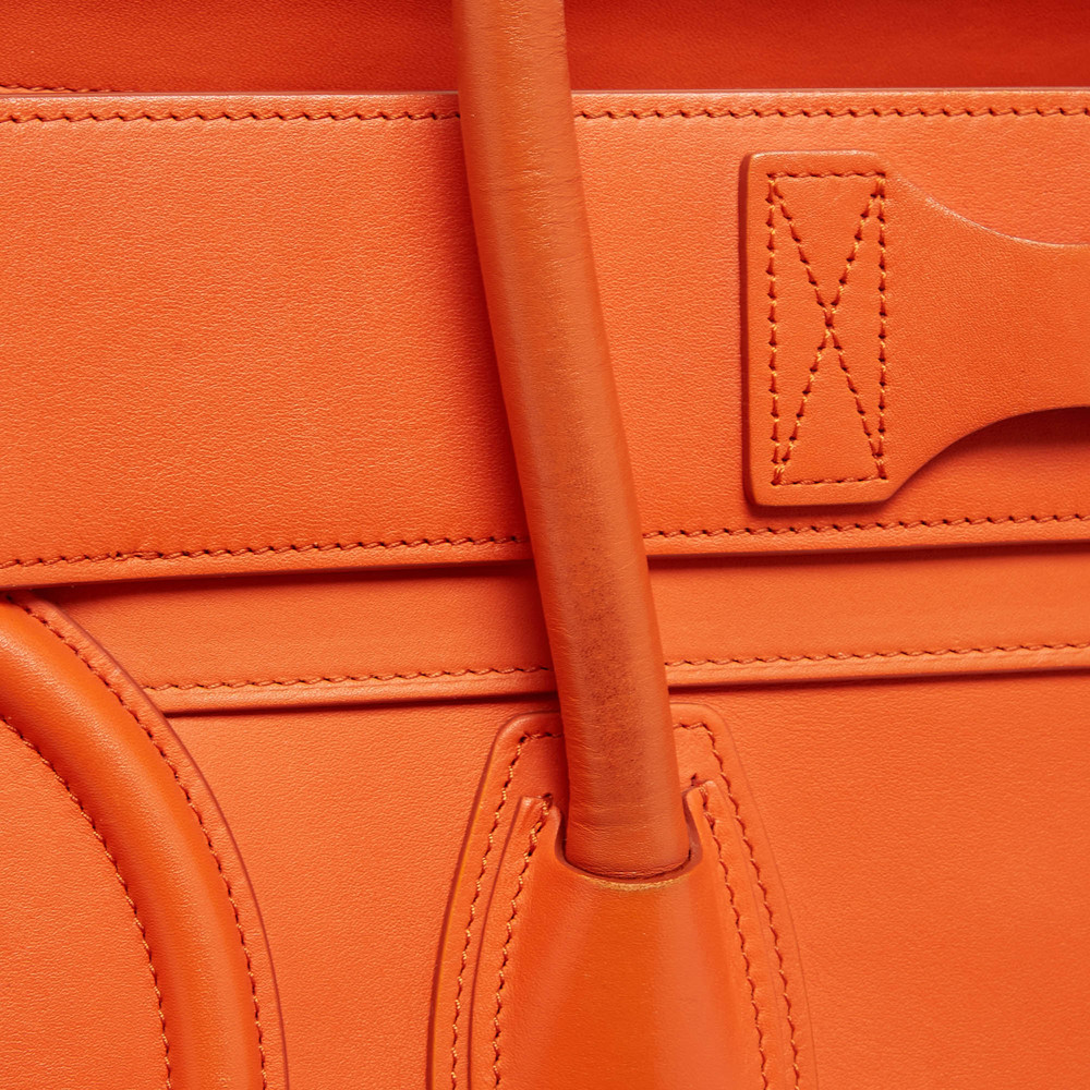 CELINE Orange Leather Mini Luggage Tote - Picture 6 of 8